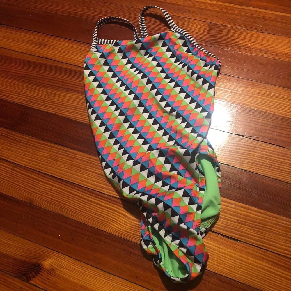 Geometric print one piece swimsuit